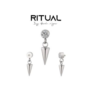 Round Stone & Spike Dangle F136