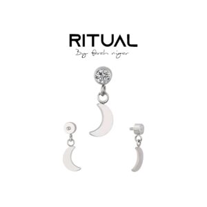 Round Stone & Moon Dangle F136