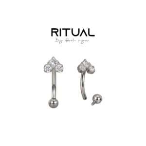 Studded Heart Curved Barbell