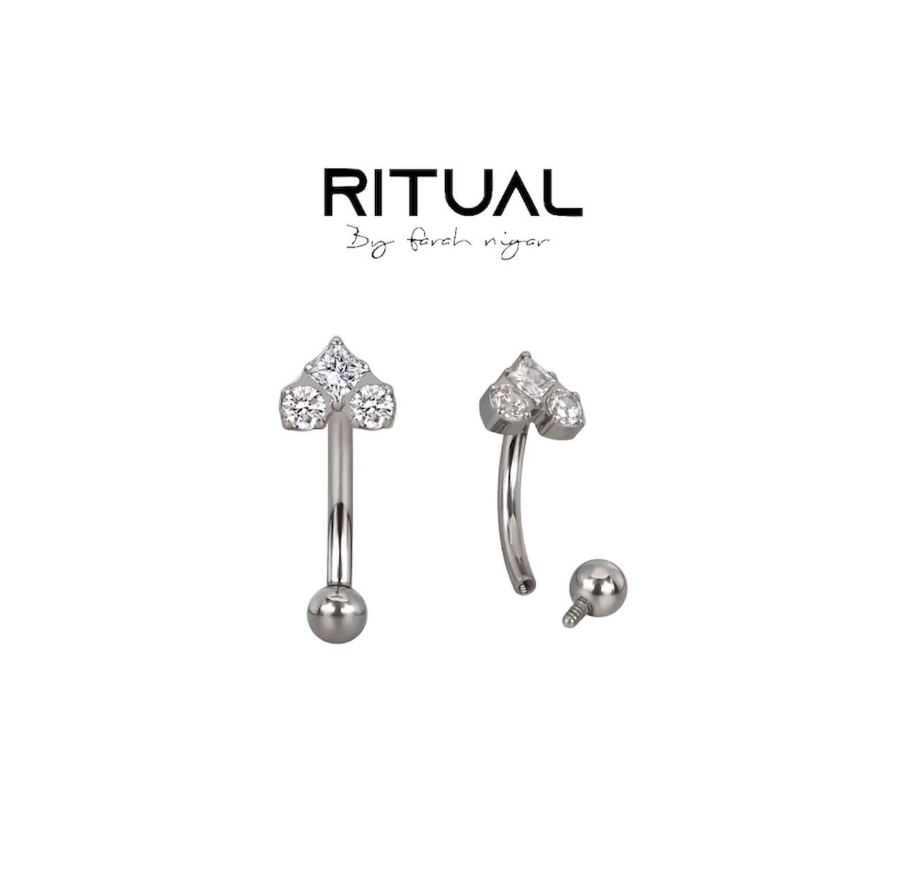 Studded Heart Curved Barbell