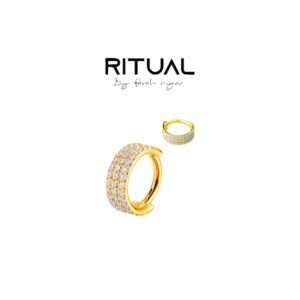 Triple Stack Studded Hinged Hoop - Image 4